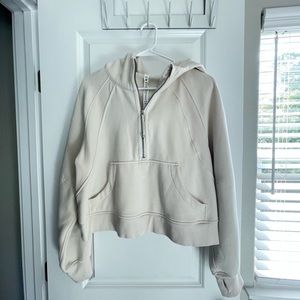 Lululemon White Opal Scuba Oversized Half-Zip Hoodie M/L